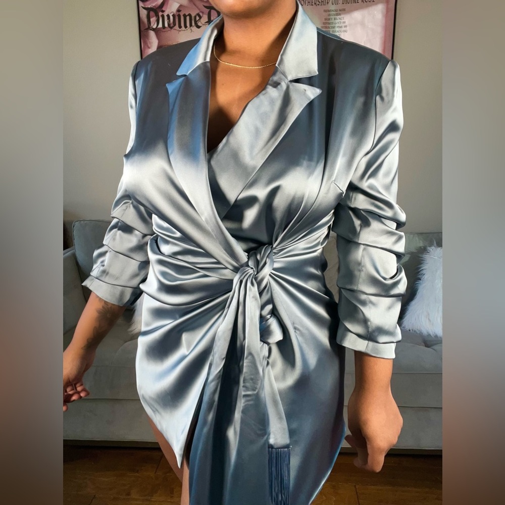 FASHION NOVA satin blazer dress